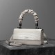 Leather handbag, one shoulder crossbody bag, white mini square bag - Memoo.com